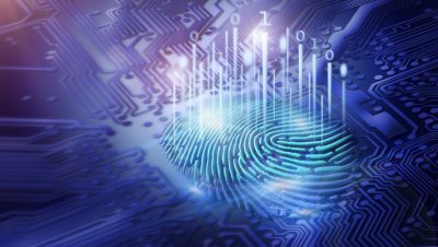 digital fingerprint on motherboard backgrounds, digital security and access concepts
